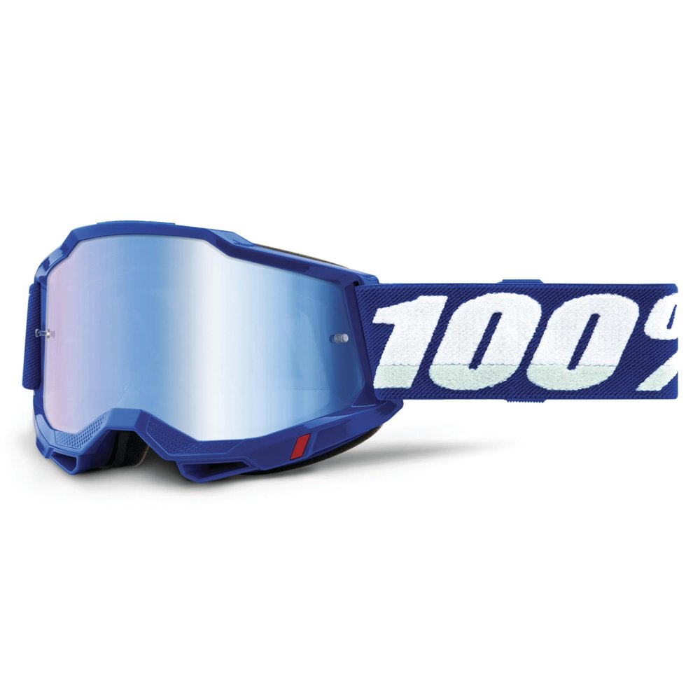 100% Accuri 2 Goggles - Eyewear for Motocross & Mountain Biking - Goggles for Dirt Bikes, Motorcycles & Bike Sports - Blue, Mirror Blue Lens
