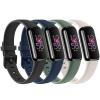 4 PACK Sport Bands Compatible with Fitbit Luxe Bands for Women Men, Soft Silicone Replacement Sport Straps Wristbands for Fitbit Luxe Fitness and Wellness Tracker (Black/Starlight/Abyss Blue/Avocado view 1