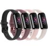 4 PACK Sport Bands Compatible with Fitbit Luxe Bands for Women Men, Soft Replacement Straps Wristbands for Fitbit Luxe Fitness and Wellness Tracker (Smoke Violet/Light Pink/Starlight/Black,Small) view 1