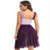 ranrann Women Sheer Mesh Patchwork Ballroom Dance Dress Sleeveless Lyrical Flowy Tulle Dance Costume Dancewear #01Violet Large view 2