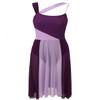 ranrann Women Sheer Mesh Patchwork Ballroom Dance Dress Sleeveless Lyrical Flowy Tulle Dance Costume Dancewear #01Violet Large view 3