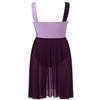 ranrann Women Sheer Mesh Patchwork Ballroom Dance Dress Sleeveless Lyrical Flowy Tulle Dance Costume Dancewear #01Violet Large view 4
