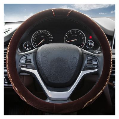 FUERU Car Steering Wheel Cover Set Universal Car Steering Wheel Cover Short Plush Warm Sweat-Absorbing Delicate Car Interior (Color : 5#)