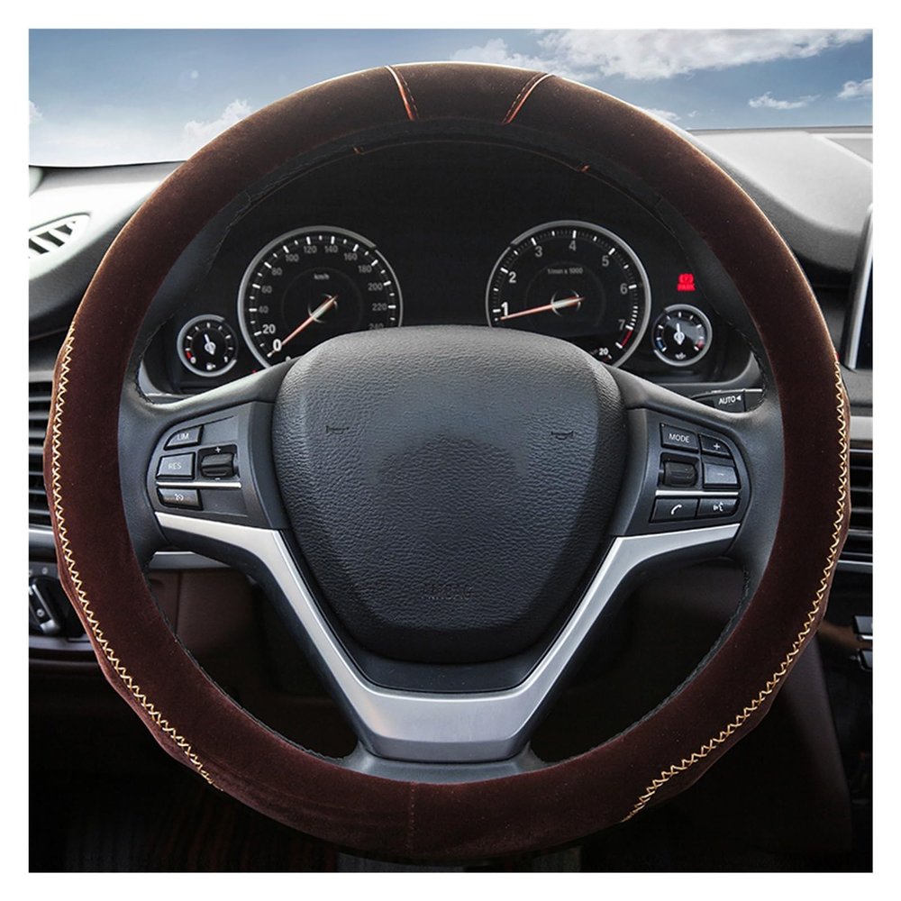 FUERU Car Steering Wheel Cover Set Universal Car Steering Wheel Cover Short Plush Warm Sweat-Absorbing Delicate Car Interior (Color : 5#)