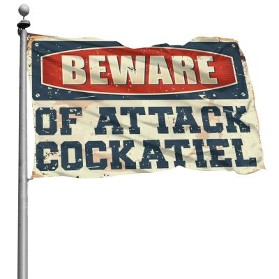 Abipuir Car Flags for Room Beware of Attack Cockatiel Flag Funny Bar Decor Cool Stuff for Your Room (Size : 60X90CM)