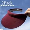 2 Pack Sun Visors Women Men Wide Brim Sport Visor Hat Headwear Sunvisor Beach Golf Hiking Adjustable Cap (Wine Red) view 2
