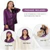ALHAVONE Kids Girl Pajama Set with Headband Blindfold Hair Tie Toddler Boy Girl Satin Silky Button-up Pajama Sleepwear (Purple-long, 130) view 3