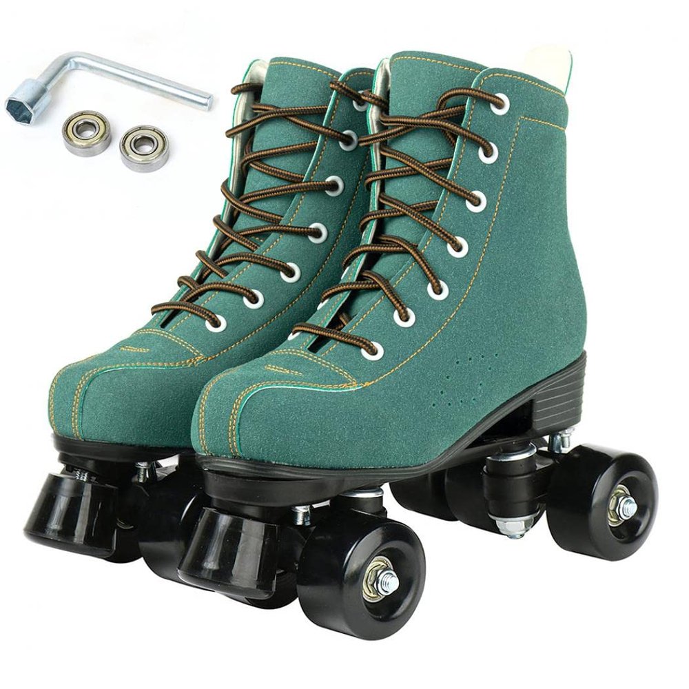 Silvertree Roller Skates for Women and Men PU Leather High-top Adult Roller Derby Skates Wheels Light Up Roller Skate Four-Wheel Shiny Roller Skates for Girls Boys Unisex