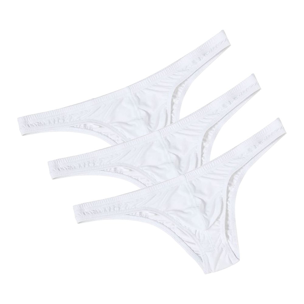 JEsilunmaMY Men's Low Rise Bulge Pouch Briefs Ice Silk Breathable Sexy Bikini Underwear Solid Color Stretch Underpants Brief (White-3PC,XX-Large)