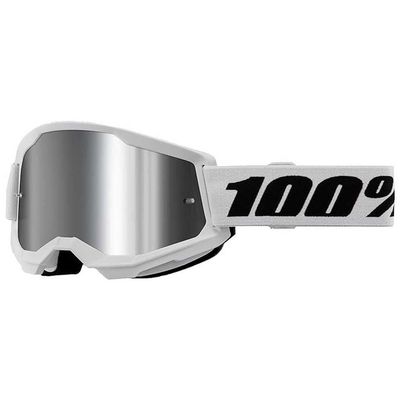 100% Strata 2 Moto/MTB Goggle - White; Mirror Silver