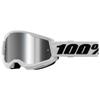 100% Strata 2 Moto/MTB Goggle - White; Mirror Silver view 1