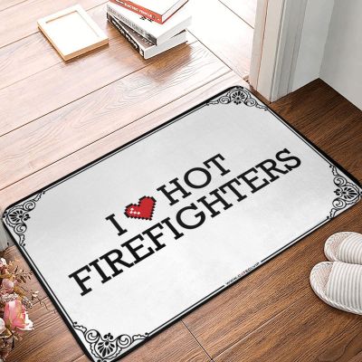 Abipuir Funny Outdoor Decor I Love Hot Firefighters Doormat Funny Floor Mats for Front Door Summer Floor Mat (Color : Colour, Size : 65X90CM)