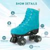SilverTree Roller Skates for Women and Men PU Leather High-top Adult Roller Derby Skates Wheels Light Up Roller Skates Four-Wheel Shiny Roller Skates for Girls Boys Unisex view 3