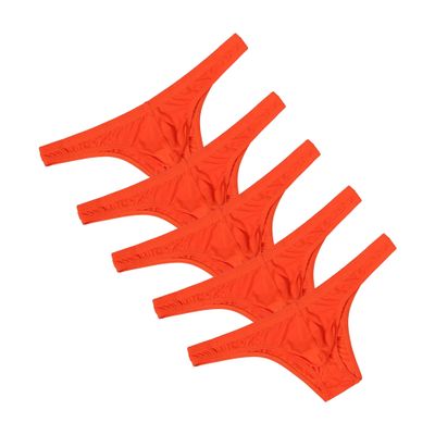 JEsilunmaMY Men's Low Rise Bulge Pouch Briefs Ice Silk Breathable Sexy Bikini Underwear Solid Color Stretch Underpants Brief (Orange-5PC,Medium)