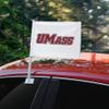 University of Massachusetts Secondary Logo Car Truck Flag with Window Clip On Pole Holder - Left Driver Side view 2