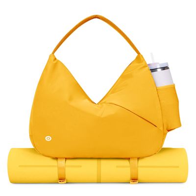 Ceneda Large Gym Bag for Women Sports Duffel Bag with Hidden Yoga Mat Holder & Shoe Compartment Workout Dance Tote Bag with Wet Pocket Overnight Weekender Bag for Travel Yoga (Orange)(Patent Pending)