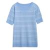 HEYDHSDC Women Summer Stripe Kint T Shirt Loose Casual Short Sleeve O Neck Sweater Jumper Pullover Blue M view 2