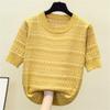 HEYDHSDC Women Summer Stripe Kint T Shirt Loose Casual Short Sleeve O Neck Sweater Jumper Pullover Blue M view 3