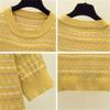 HEYDHSDC Women Summer Stripe Kint T Shirt Loose Casual Short Sleeve O Neck Sweater Jumper Pullover Blue M view 4