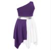 YOOJOO Child Asymmetrical Praise Dance Tunic for Girls Color Block Praise Liturgical Lyrical Dance Dress Purple 12 Years view 2