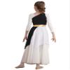YOOJOO Child Asymmetrical Praise Dance Tunic for Girls Color Block Praise Liturgical Lyrical Dance Dress Black 16 Years view 4
