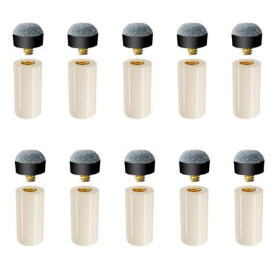 GSE Games & Sports Expert 10 Pieces of 13mm Soft Tip & Nylon Ferrules Set, Soft Screw-on Tips Replacement with White Pool Cue Stick Nylon Ferrules Replacement