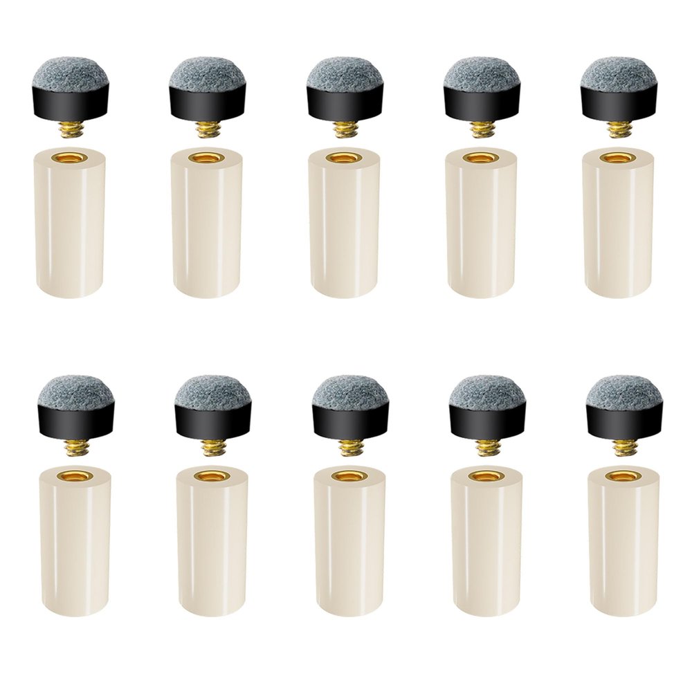 GSE Games & Sports Expert 10 Pieces of 13mm Soft Tip & Nylon Ferrules Set, Soft Screw-on Tips Replacement with White Pool Cue Stick Nylon Ferrules Replacement