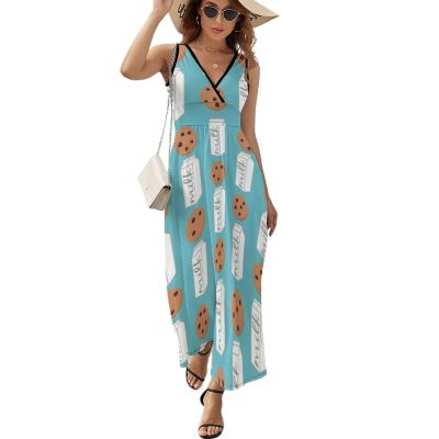 Milk and Cookies Women's Dresses Sleeveless V-Neck Maxi Long Dress Casual Loose Beach Dress Sundress XL