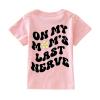 Toddler Kids Girls On My Moms Last Nerve Short Sleeve Letter Print T Shirt Mama's Mini Funny Girls Tee (Pink, 5-6 Years) view 1