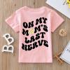 Toddler Kids Girls On My Moms Last Nerve Short Sleeve Letter Print T Shirt Mama's Mini Funny Girls Tee (Pink, 5-6 Years) view 3