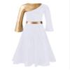 YOOJOO Girls Praise Dance Robe Liturgical Worship Metallic Patchwork Bell Long Sleeve Dress Loose Fit Church Dancewear G0446#-White 10 Years view 3