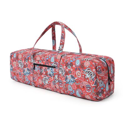 Boulder Bee | Yoga Mat Bag | Large Yoga Mat Carrier with Wet Pocket | Yoga Gifts | Gym Tote Bag for Women | Paisley Patterns (Red)