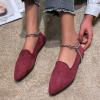 Ladies Summer Fashion Casual Solid Color Light Mouth Single Shoes Breathable Large Size Going Out Retro Shoe High Top (Red, 9) view 2