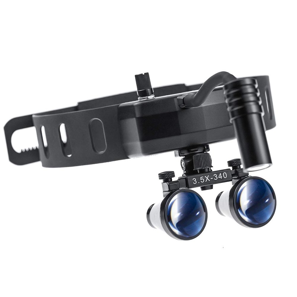 DOC.ROYAL 5W LED Headlight With 2.5X 3.5X Loupes Leather Headband Glasses Working distance 440-540mm (3.5XMagnifier Headlight)