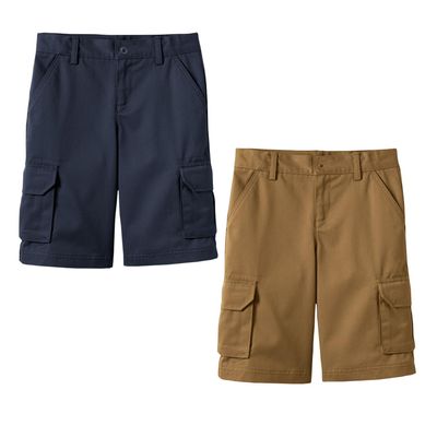 2-Pack Boys Cargo Stretch Shorts, Casual Cotton Blend Short with Multi Pocket for Outdoor, Camping, Hiking, (Sizes, 8-18)