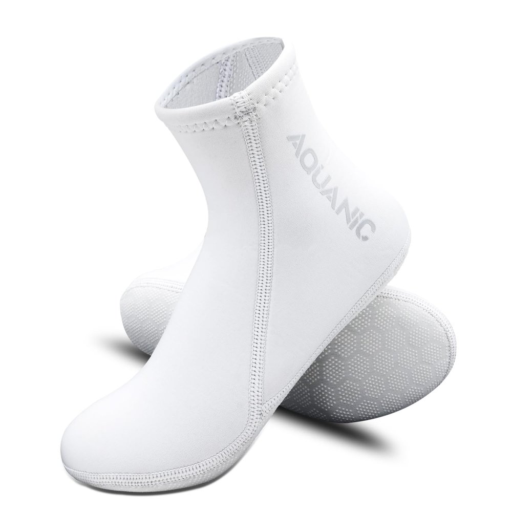 nitescuba Diving Socks,2.5mm Neoprene Wetsuit Beach Volleyball Fin Water Socks for Snorkeling Surfing Swimming,Mid-White,L