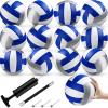Wettarn 12 Pcs Official Size 5 Volleyballs Bulk Soft Recreational Volleyballs with Pump Regulation Size for Beginner Indoor Outdoor Beach Gym Pool Sand Sport (White,Blue,Silver) view 1