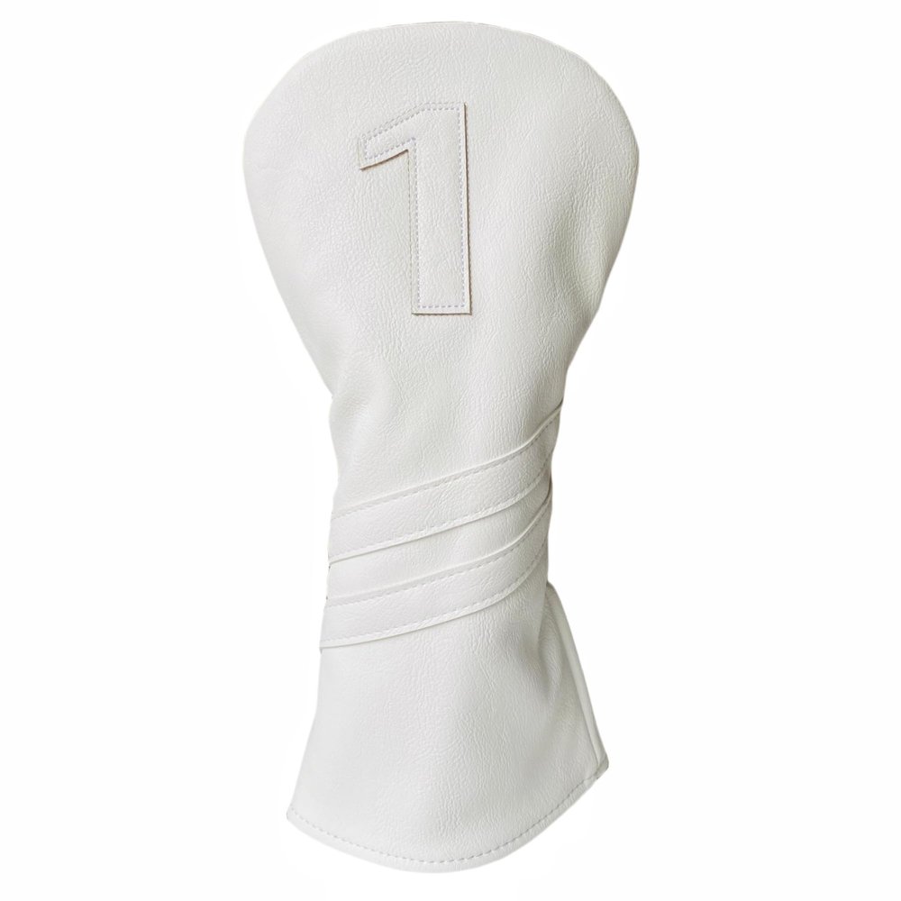 1pc Golf Club Head Cover Or 3pcs Golf Club Covers for Driver 3 Wood and Hybrids - White Golf Driver Headcover Fairway Wood Head Cover Hybrid Headcover Designed for All Brand (1pc Driver Cover)