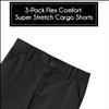 3-Pack Boys Cargo Stretch Shorts, Casual Cotton Blend Short with Multi Pocket for Outdoor, Camping, Hiking, (Sizes, 8-18) view 3