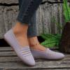 Ladies Summer Solid Colour Shallow Mouth Hollow Breathable Flat Bottom Comfortable Large Casual Shoes for Toddler Girls (Purple, 9) view 3