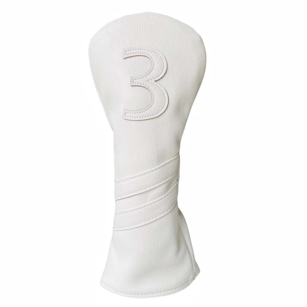 1pc Golf Club Head Cover Or 3pcs Golf Club Covers for Driver 3 Wood and Hybrids - White Golf Driver Headcover Fairway Wood Head Cover Hybrid Headcover Designed for All Brand (1pc 3 Wood Cover)