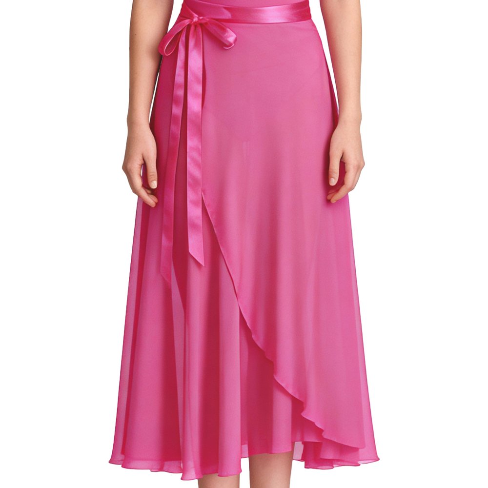 Wuchieal Dance Skirts for Women, Long Chiffon Ballet Skirt, Women's Dance Wrap Skirt with Tie (one_Size, Dark Pink)