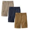 3-Pack Boys Cargo Stretch Shorts, Casual Cotton Blend Short with Multi Pocket for Outdoor, Camping, Hiking, (Sizes, 8-18) view 1