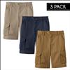 3-Pack Boys Cargo Stretch Shorts, Casual Cotton Blend Short with Multi Pocket for Outdoor, Camping, Hiking, (Sizes, 8-18) view 2