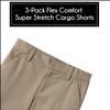 3-Pack Boys Cargo Stretch Shorts, Casual Cotton Blend Short with Multi Pocket for Outdoor, Camping, Hiking, (Sizes, 8-18) view 3