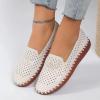 Ladies Summer Fashion Hollow Solid Colour Hand Stitched Oxblood Bottom Soft Bottom Comfortable Flat Ladies Wedge Sandals (Beige, 7.5) view 2
