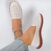 Ladies Summer Fashion Hollow Solid Colour Hand Stitched Oxblood Bottom Soft Bottom Comfortable Flat Ladies Wedge Sandals (Beige, 7.5) view 4