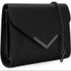 DEXMAY Women Envelope Clutch Faux Saffiano Leather Evening Handbag Foldover Clutch Bag Formal Dressy Purse Black view 1