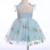 1st Birthday Dress for Baby Girl Toddler Kids 2nd 3rd Smash Cake Photo Shooting Spaghetti Straps Floral Embroidery Bowknot Tulle Tutu Summer Sundress Wedding Flower Girl Dress Blue Embroidery 18-24M view 2