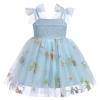 1st Birthday Dress for Baby Girl Toddler Kids 2nd 3rd Smash Cake Photo Shooting Spaghetti Straps Floral Embroidery Bowknot Tulle Tutu Summer Sundress Wedding Flower Girl Dress Blue Embroidery 18-24M view 4